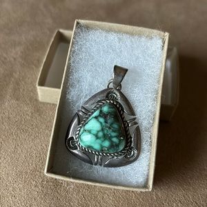 Genuine Turquoise and Sterling Pendant